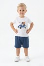 Bebek Sevimli Araba ve Köpek Desenli Kısa Kollu Tişört Ve Şortlu Yazlık Takım 