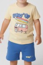 Bebek Surf Temalı Araba Baskılı Kısa Kollu Tişört Ve Şortlu Yazlık Takım 