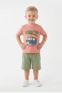 Bebek Surf Temalı Araba Baskılı Kısa Kollu Tişört Ve Şortlu Yazlık Takım 