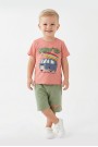 Bebek Surf Temalı Araba Baskılı Kısa Kollu Tişört Ve Şortlu Yazlık Takım 