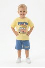 Bebek Surf Temalı Araba Baskılı Kısa Kollu Tişört Ve Şortlu Yazlık Takım 