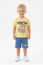 Bebek Surf Temalı Araba Baskılı Kısa Kollu Tişört Ve Şortlu Yazlık Takım 