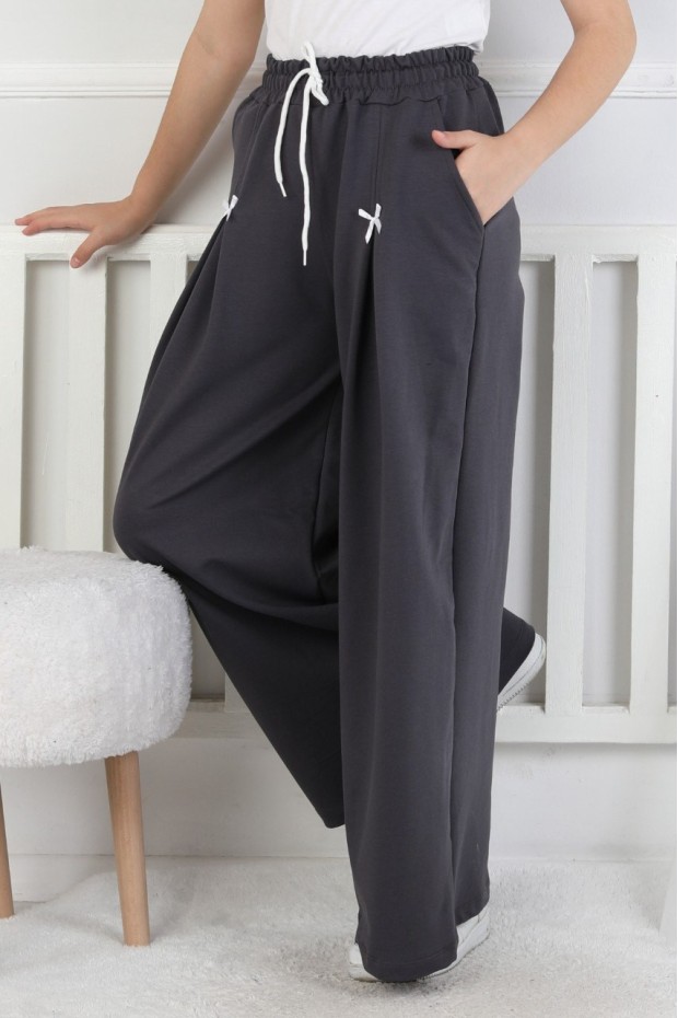 Bol Paça Cepli Baskılı Kız Çocuk Eşofman Altı