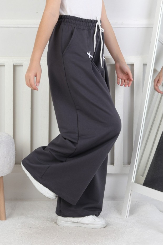 Bol Paça Cepli Baskılı Kız Çocuk Eşofman Altı