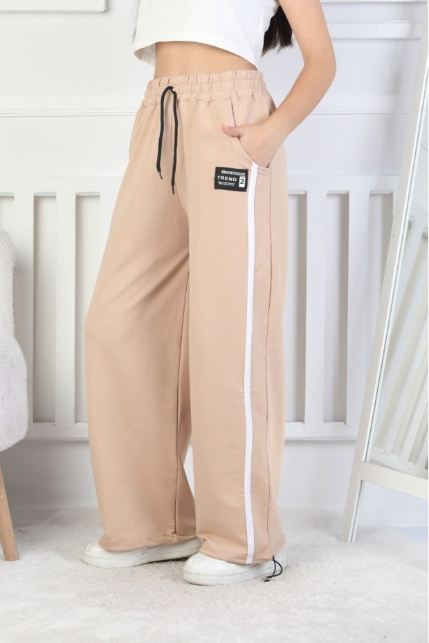 İki İplik Çizgili Kız Çocuk Eşofman Altı