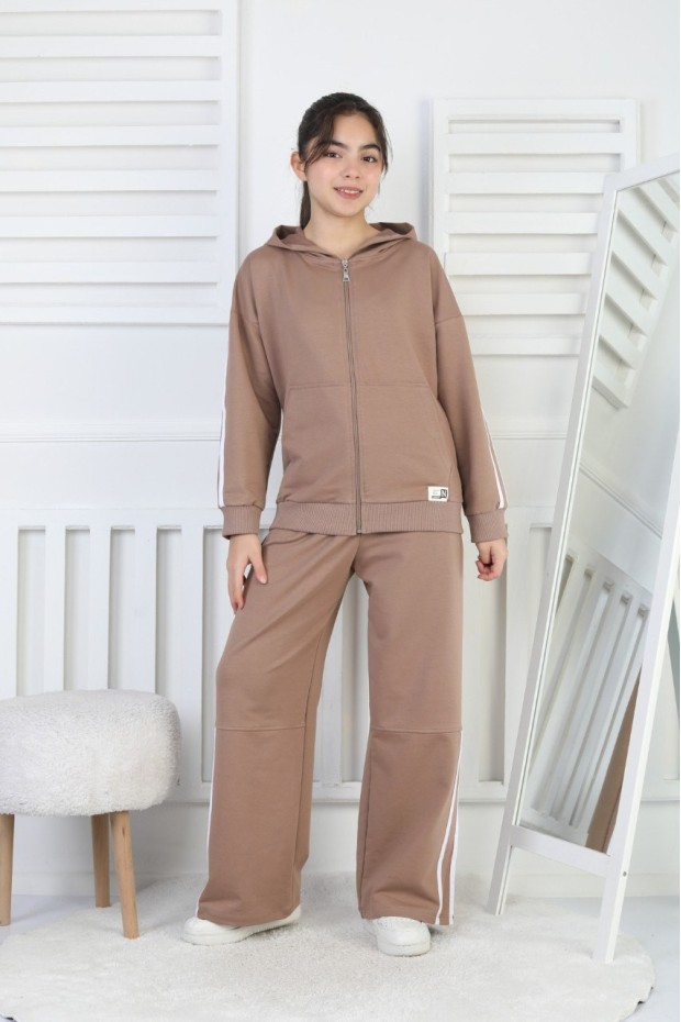 İki İplik Çizgili Kız Çocuk Takım