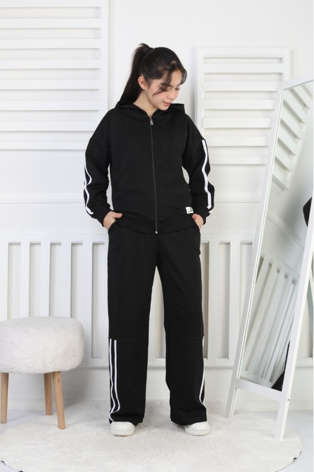 İki İplik Çizgili Kız Çocuk Takım 