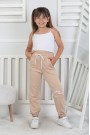İki İplik Baskılı Kız Çocuk Lastikli Paça Eşofman Altı