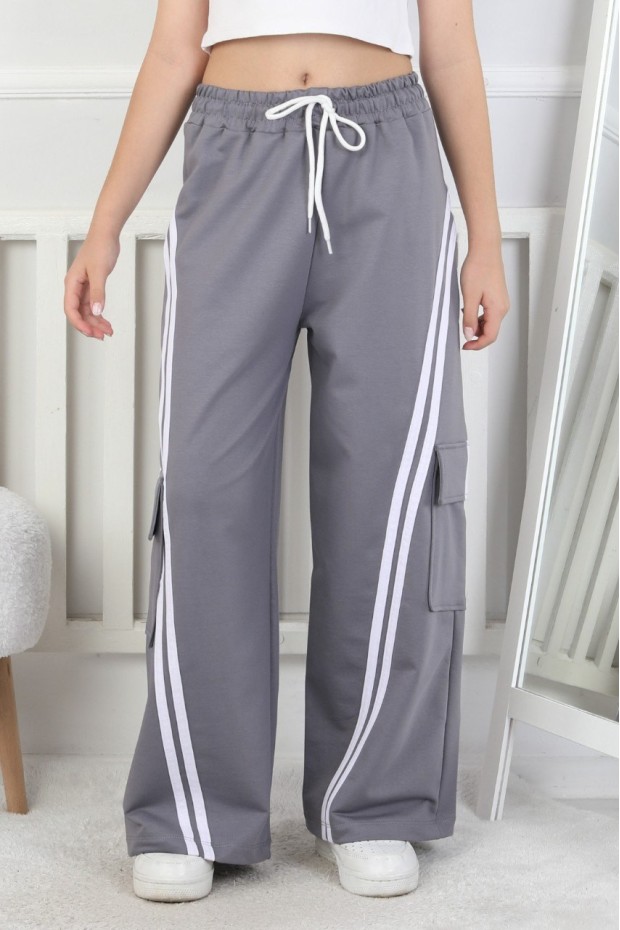 Kargo Cepli Bol Paça Kız Çocuk Eşofman Altı