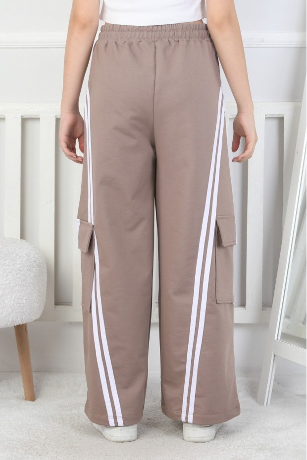 Kargo Cepli Bol Paça Kız Çocuk Eşofman Altı