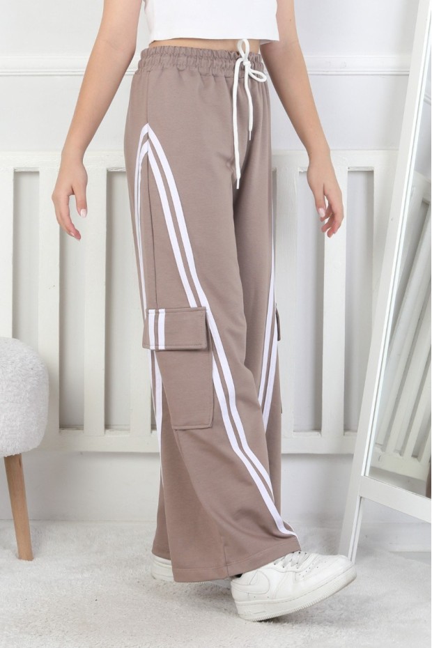 Kargo Cepli Bol Paça Kız Çocuk Eşofman Altı