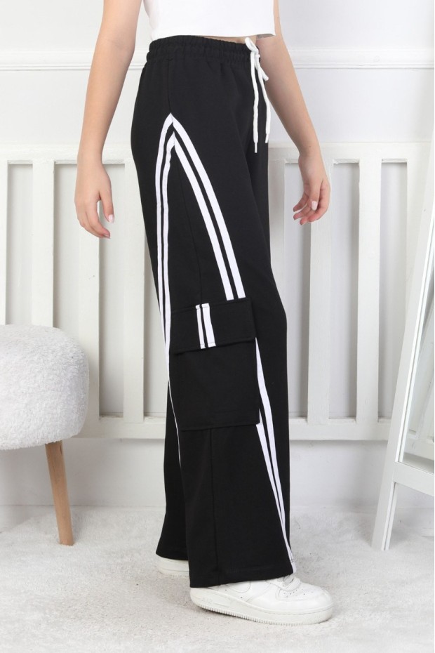 Kargo Cepli Bol Paça Kız Çocuk Eşofman Altı