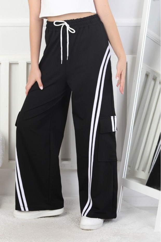 Kargo Cepli Bol Paça Kız Çocuk Eşofman Altı