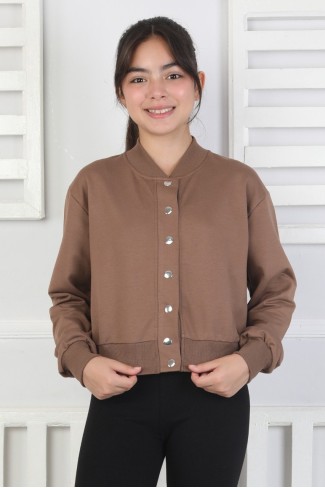 İki İplik Düz Düğmeli Kız Çocuk Ceket 