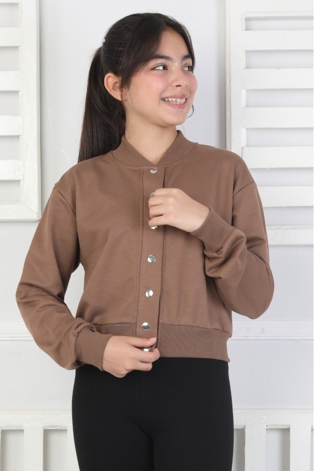 İki İplik Düz Düğmeli Kız Çocuk Ceket 