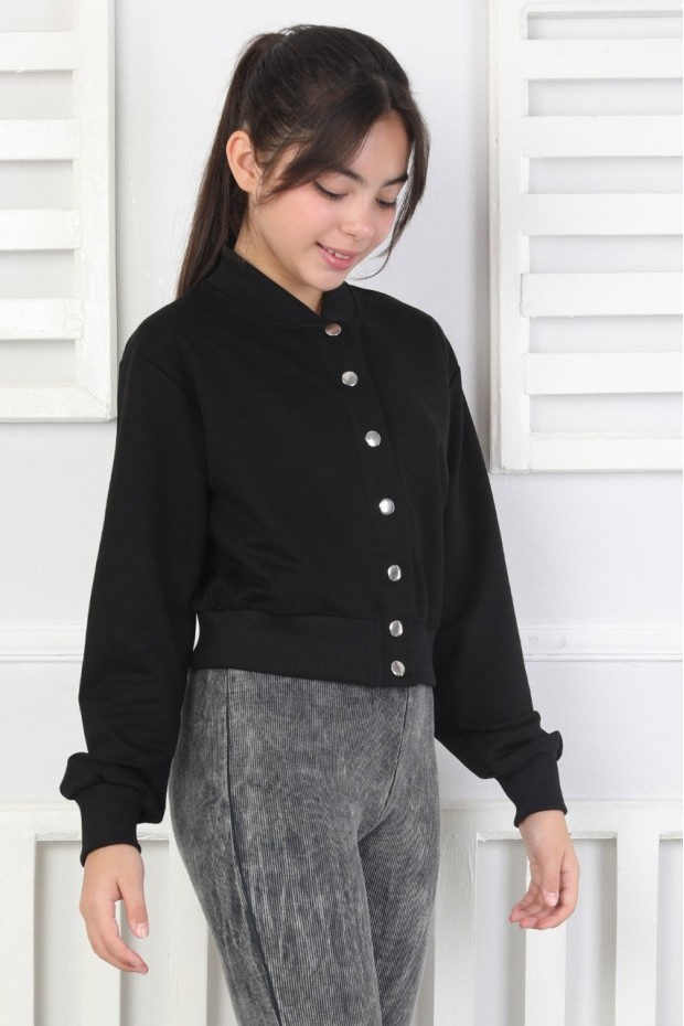 İki İplik Düz Düğmeli Kız Çocuk Ceket 