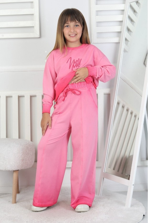 İki İplik Yıkamalı Baskılı Kız Çocuk Takım