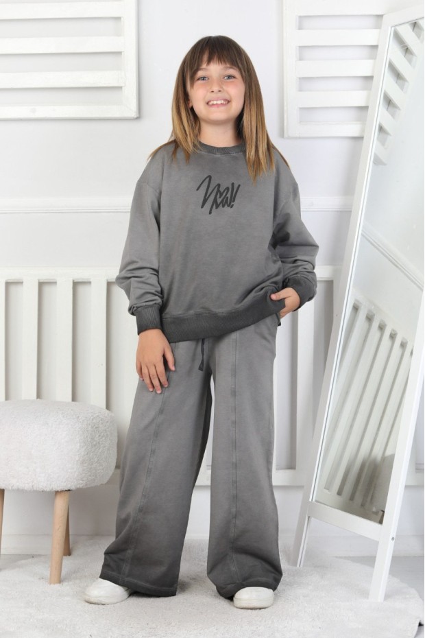 İki İplik Yıkamalı Baskılı Kız Çocuk Takım