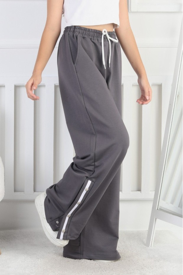 İki İplik Çıtçıtlı Bol Paça Kız Çocuk Eşofman Altı