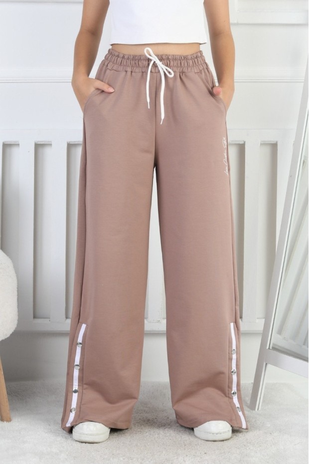 İki İplik Çıtçıtlı Bol Paça Kız Çocuk Eşofman Altı