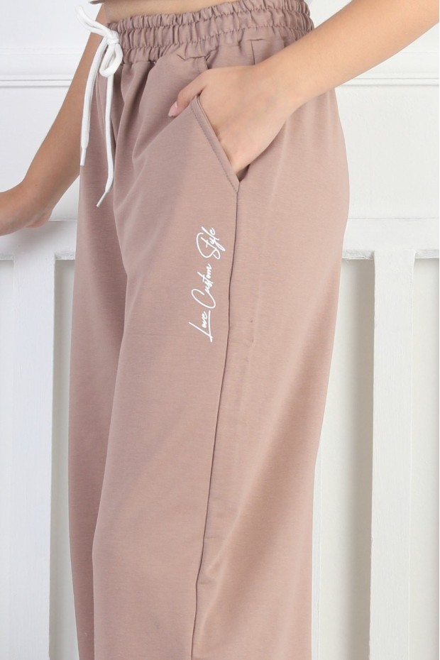 İki İplik Çıtçıtlı Bol Paça Kız Çocuk Eşofman Altı