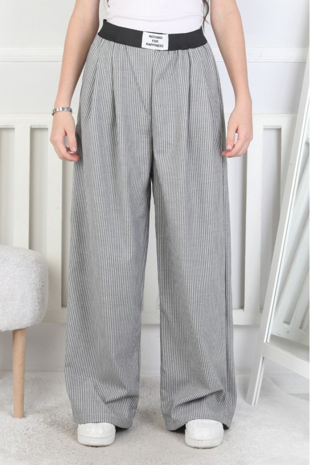 Bol Paça Dik Çizgili Kız Çocuk Eşofman Altı