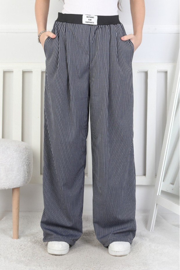 Bol Paça Dik Çizgili Kız Çocuk Eşofman Altı