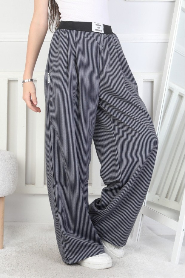 Bol Paça Dik Çizgili Kız Çocuk Eşofman Altı