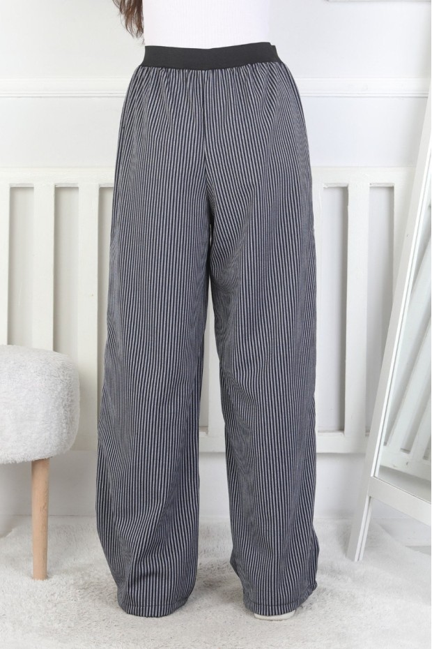 Bol Paça Dik Çizgili Kız Çocuk Eşofman Altı