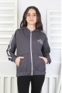 Kapüşonlu Fermuarlı Baskılı Kız Çocuk Sweatshirt