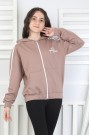 Kapüşonlu Fermuarlı Baskılı Kız Çocuk Sweatshirt