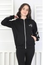 Kapüşonlu Fermuarlı Baskılı Kız Çocuk Sweatshirt