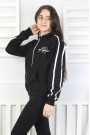 Kapüşonlu Fermuarlı Baskılı Kız Çocuk Sweatshirt