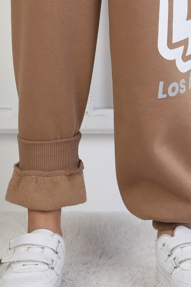 Üç İplik Şardonlu Arkası Baskılı Kız Çocuk Takım