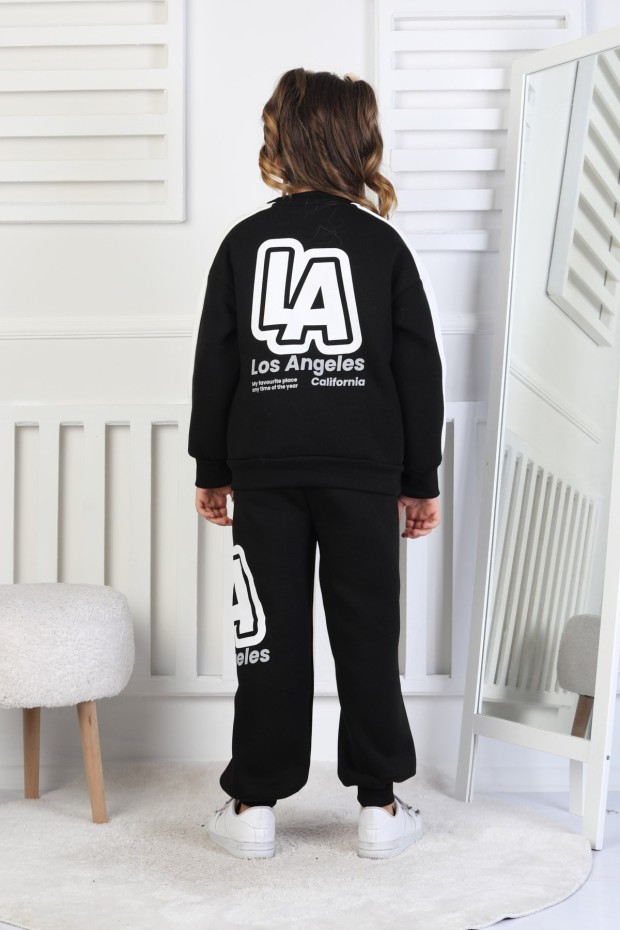 Üç İplik Şardonlu Arkası Baskılı Kız Çocuk Takım