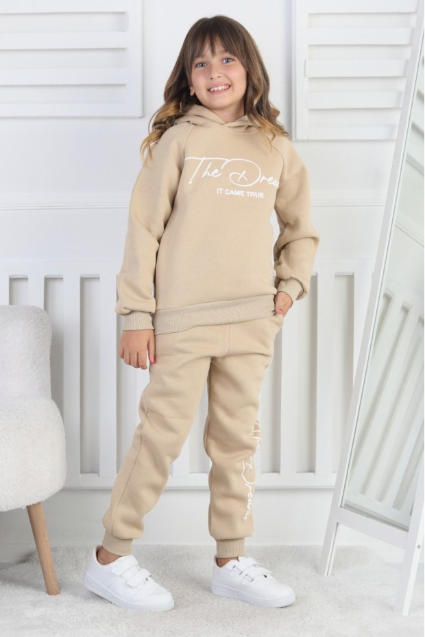 Üç İplik Şardonlu Baskılı Kız Çocuk Takım