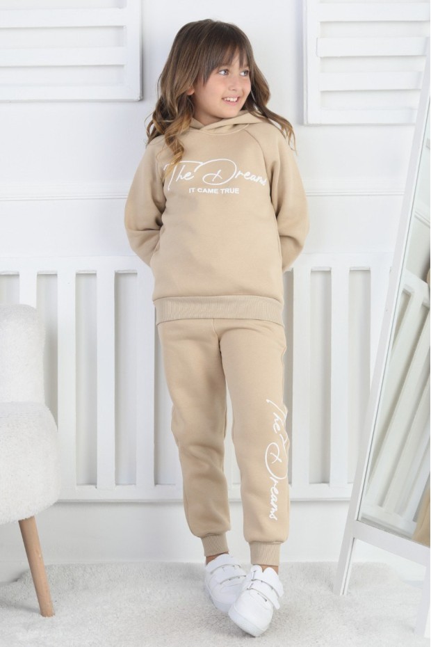 Üç İplik Şardonlu Baskılı Kız Çocuk Takım