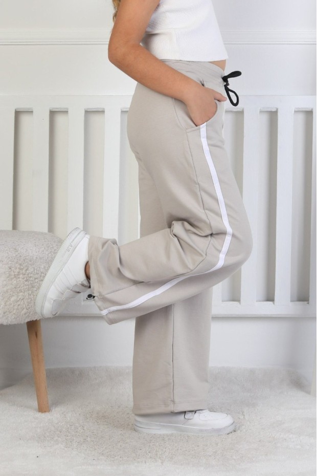 İki İplik Baskılı Çizgili Kız Çocuk Eşofman Altı 