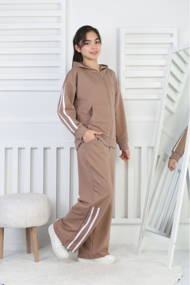 İki İplik Çizgili Kız Çocuk Takım 