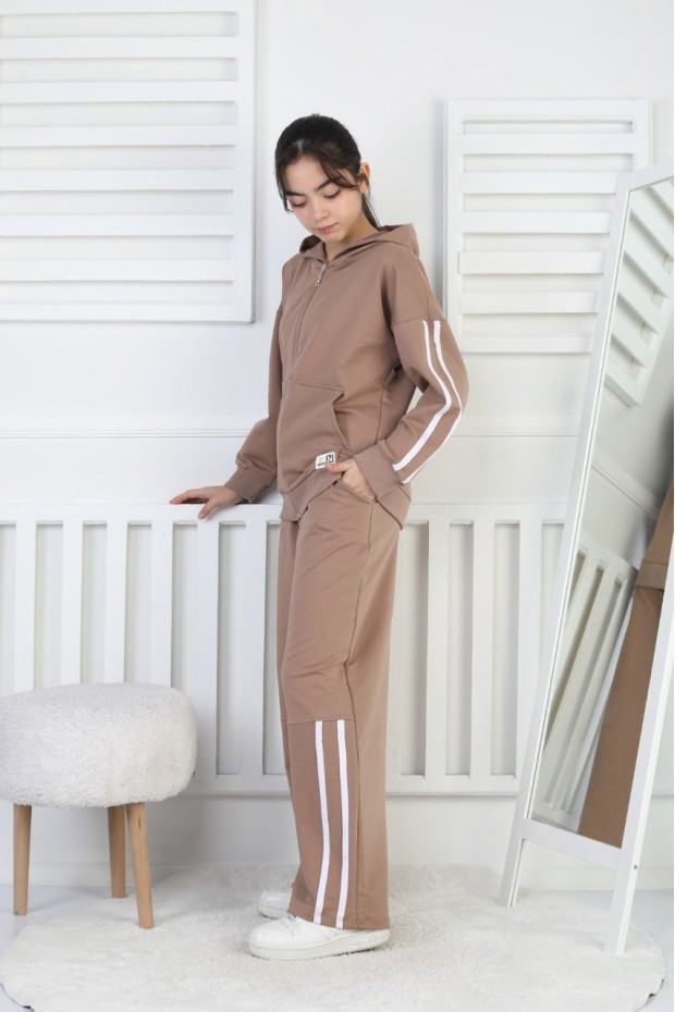 İki İplik Çizgili Kız Çocuk Takım 