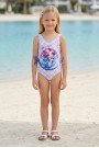 Kız Çocuk Polyester + Elastan Deniz Kızı Baskılı Pullu Desenli ve Yan Yüzgeç Detaylı Şık Tasarım Mayo