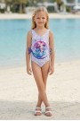 Kız Çocuk Polyester + Elastan Deniz Kızı Baskılı Pullu Desenli ve Yan Yüzgeç Detaylı Şık Tasarım Mayo