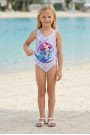 Kız Çocuk Polyester + Elastan Deniz Kızı Baskılı Pullu Desenli ve Yan Yüzgeç Detaylı Şık Tasarım Mayo
