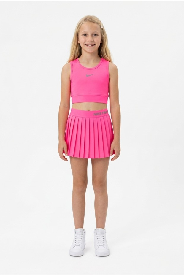 Kız Çocuk Polyester + Elastan Spor Crop Atlet ve Pileli Şort Etek Sporcu Takım