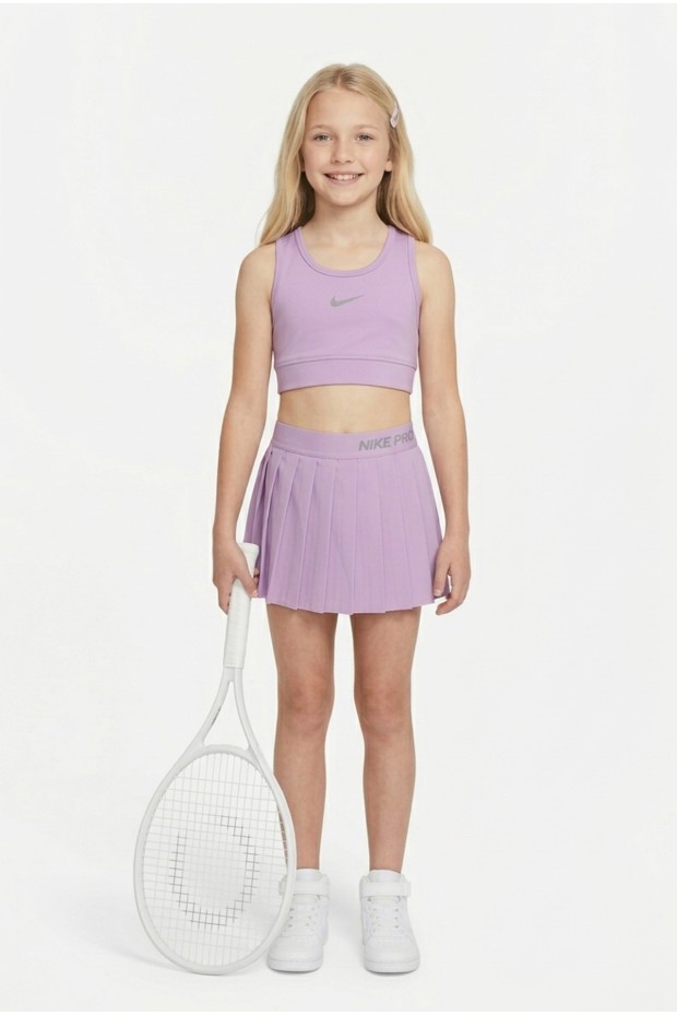 Kız Çocuk Polyester + Elastan Spor Crop Atlet ve Pileli Şort Etek Sporcu Takım