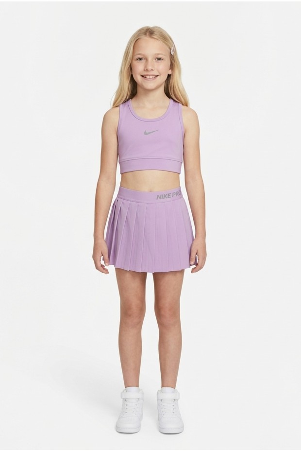 Kız Çocuk Polyester + Elastan Spor Crop Atlet ve Pileli Şort Etek Sporcu Takım