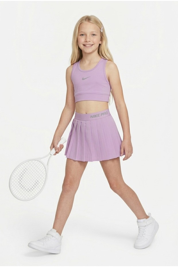 Kız Çocuk Polyester + Elastan Spor Crop Atlet ve Pileli Şort Etek Sporcu Takım