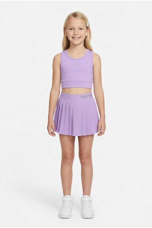 Kız Çocuk Polyester + Elastan Spor Crop Atlet ve Pileli Şort Etek Sporcu Takım