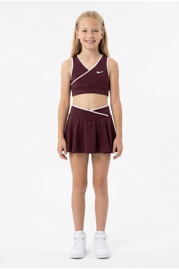 Kız Çocuk Polyester + Elastan V Yaka Kruvaze Spor Crop Pileli Şort Etek Sporcu Takım 