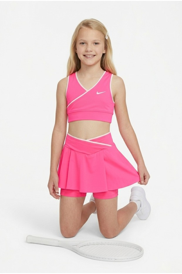 Kız Çocuk Polyester + Elastan V Yaka Kruvaze Spor Crop Pileli Şort Etek Sporcu Takım